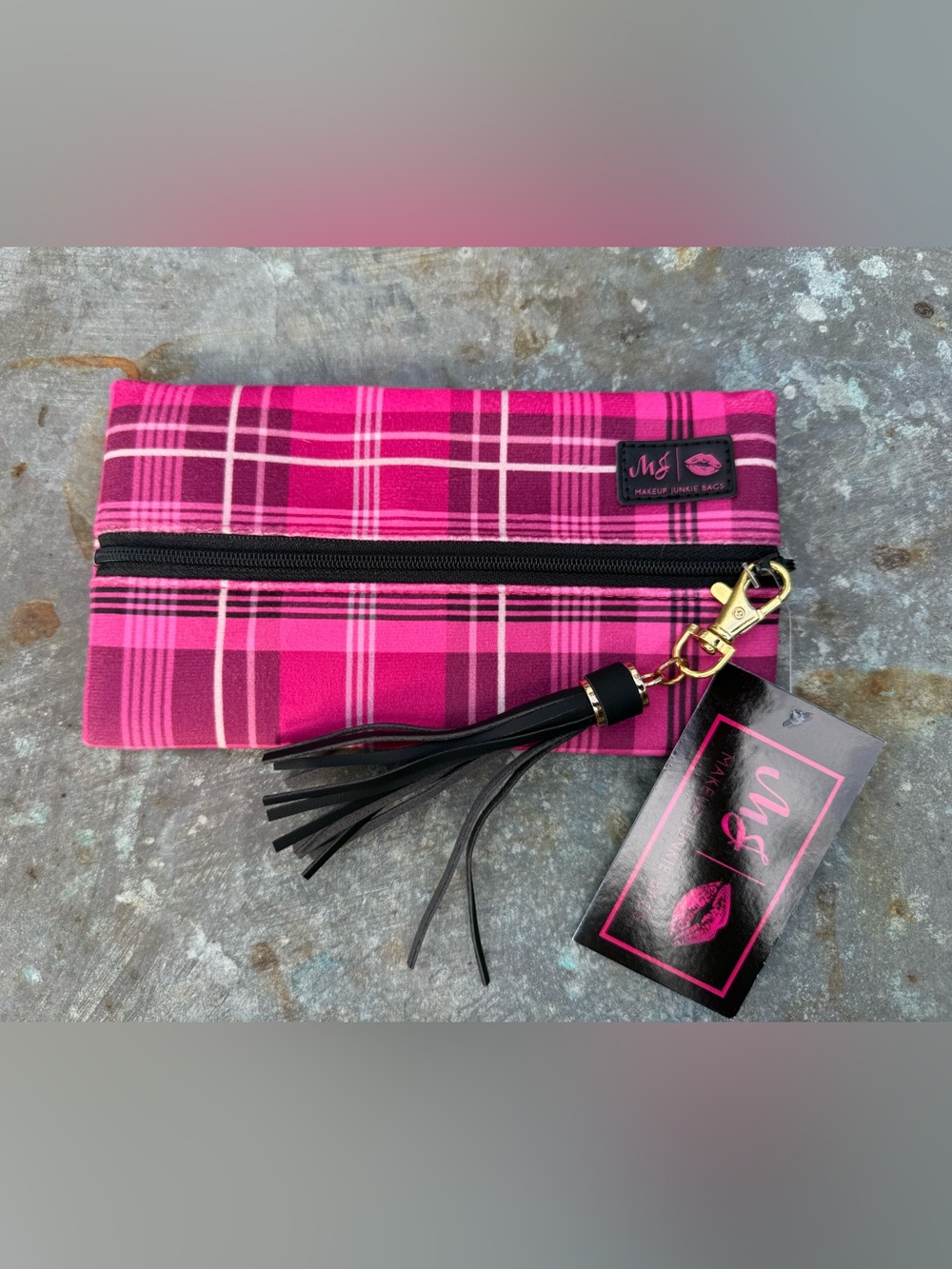 Makeup Junkie Pink Plaid Mini Bag